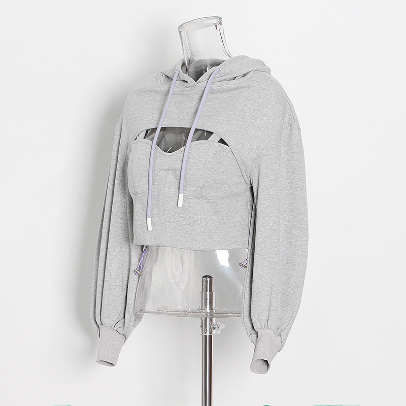 Sweatshirt Hollow Fake Two Pieces Set Long Sleeve 
