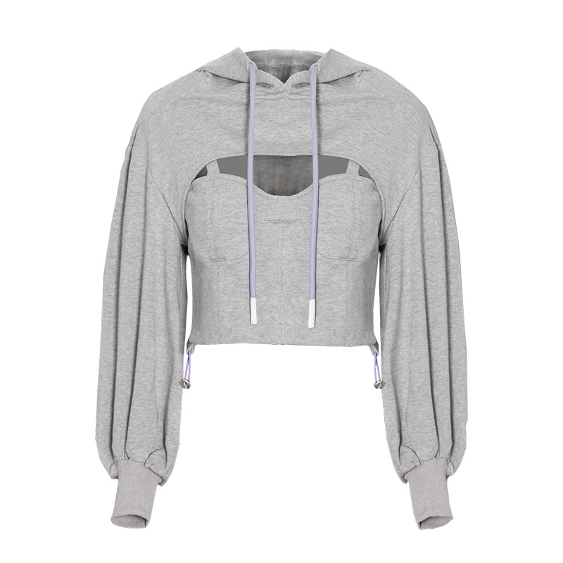 Sweatshirt Hollow Fake Two Pieces Set Long Sleeve 