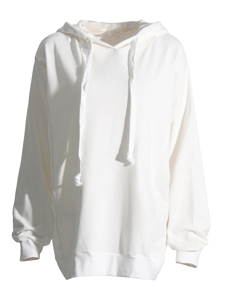 Zipper Hooded Solid Color Loose Sweatshirt