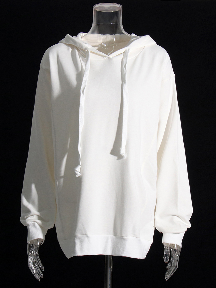 Zipper Hooded Solid Color Loose Sweatshirt