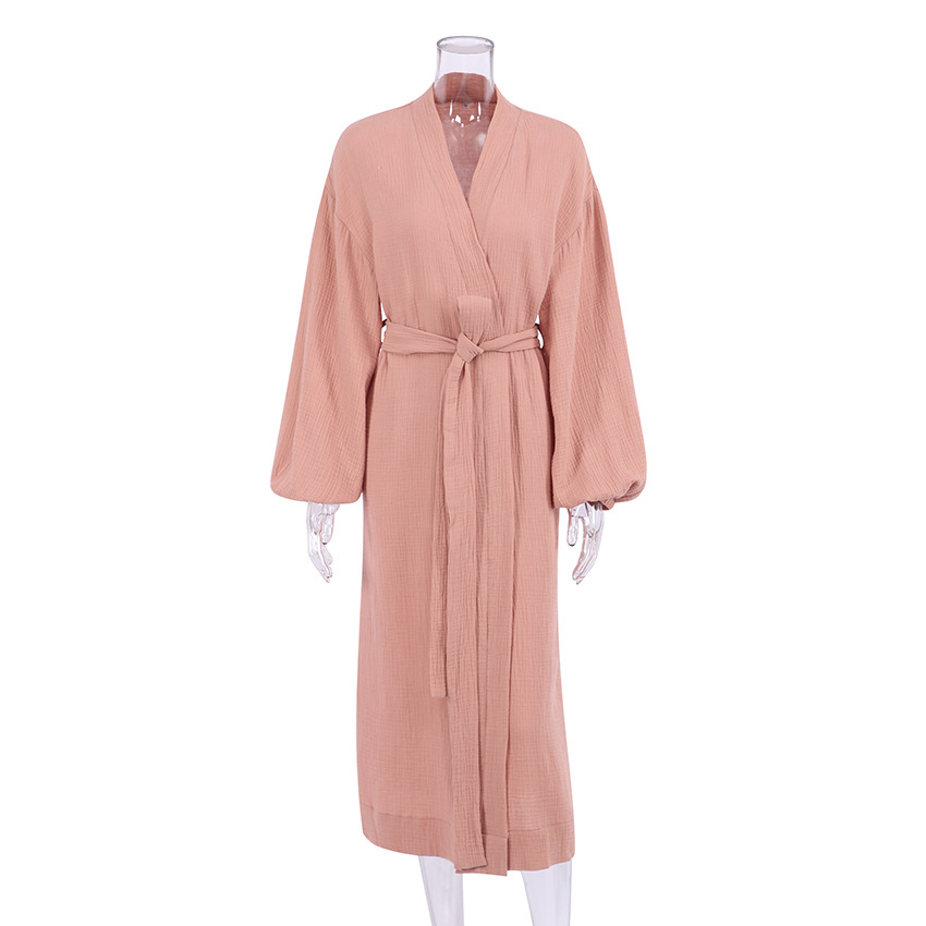Double Crinkle Yarn Comfortable Casual Nightgown
