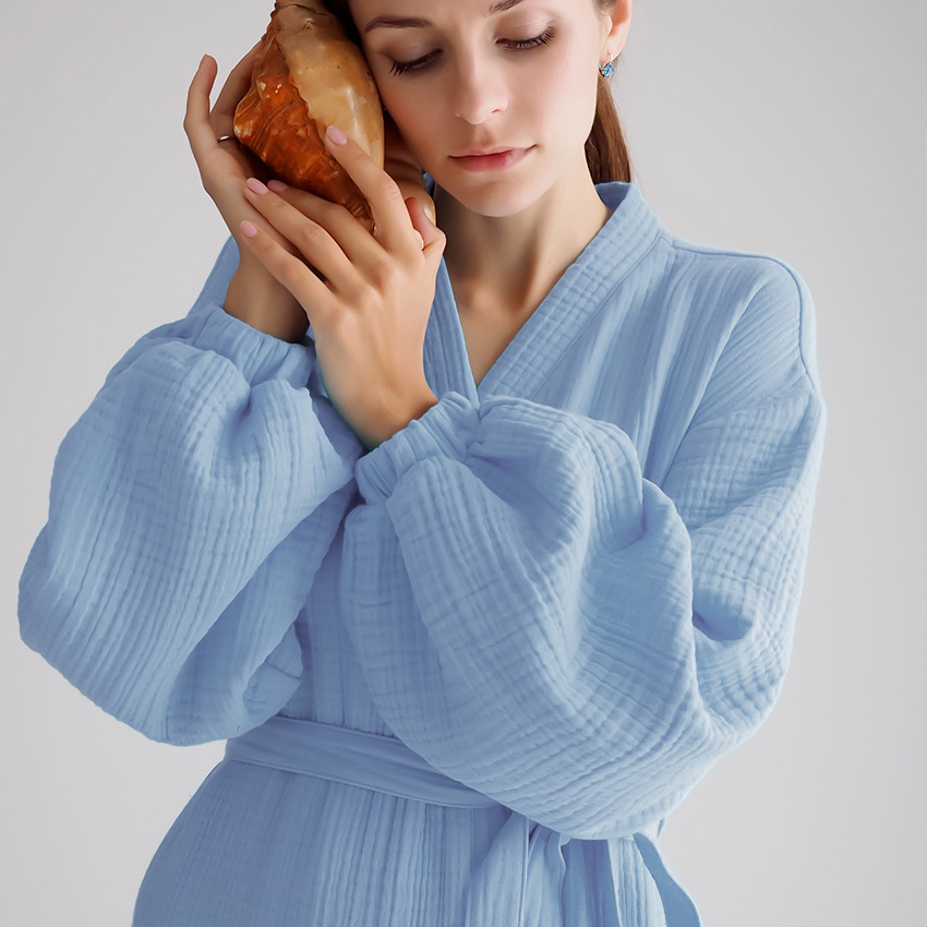 Double Crinkle Yarn Comfortable Casual Nightgown