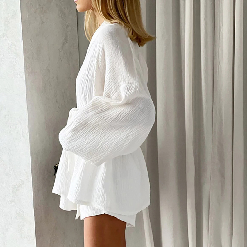 Long-Sleeved Nightgown Comfortable Double Yarn