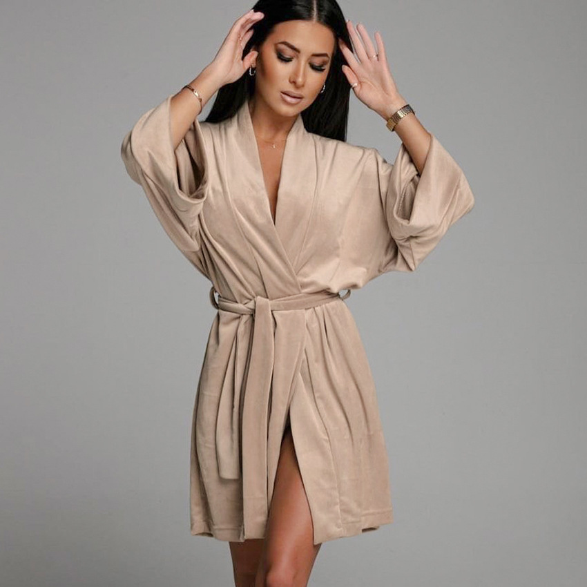 Knitted Nightgown Crystal Velvet Cardigan Ladies Pajamas