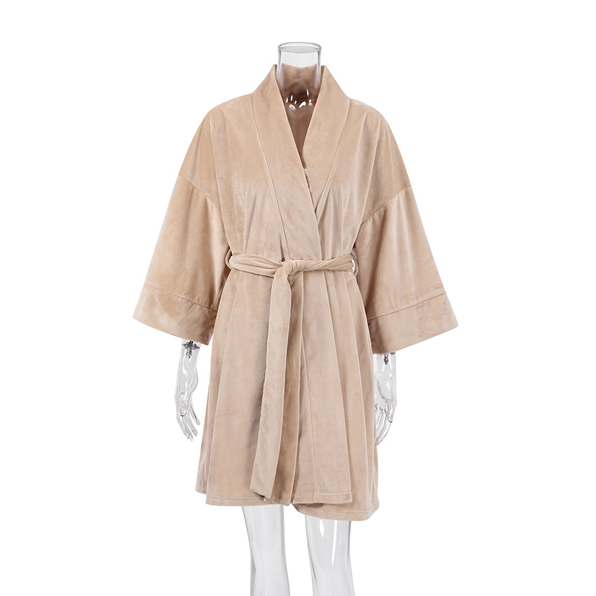 Knitted Nightgown Crystal Velvet Cardigan Ladies Pajamas
