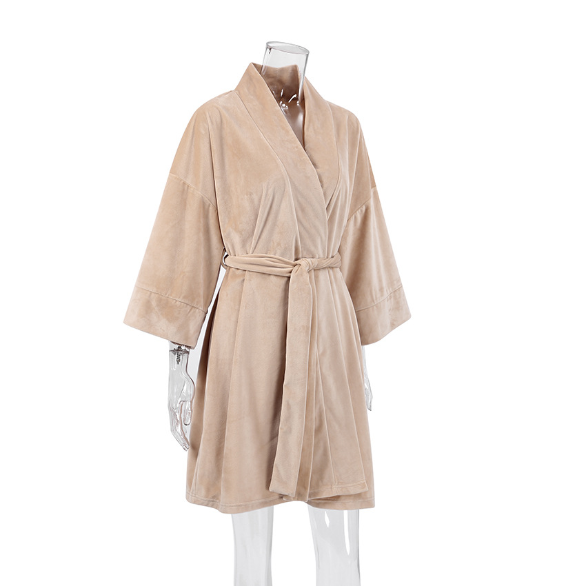Knitted Nightgown Crystal Velvet Cardigan Ladies Pajamas