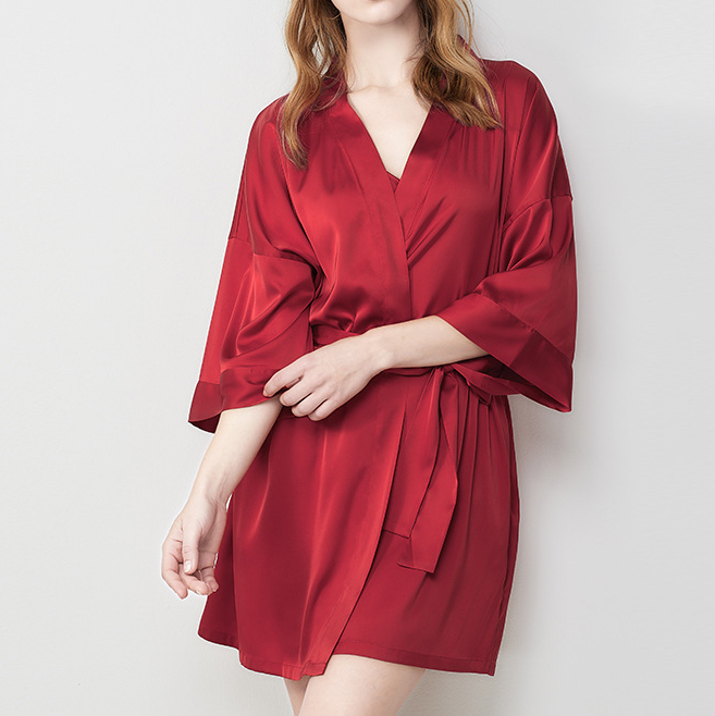 Long-Sleeved Silk Nightgown