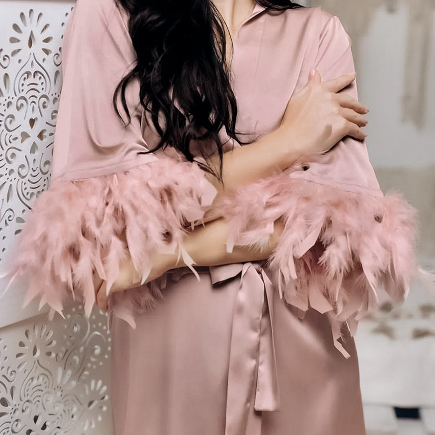 Pink Feather Short Nightgown