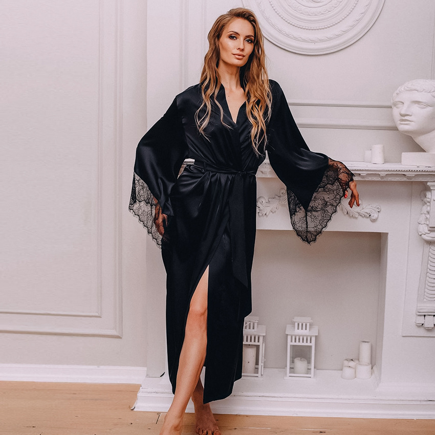 Robe Lace Simulation Silk Noble Temperament Nightgown