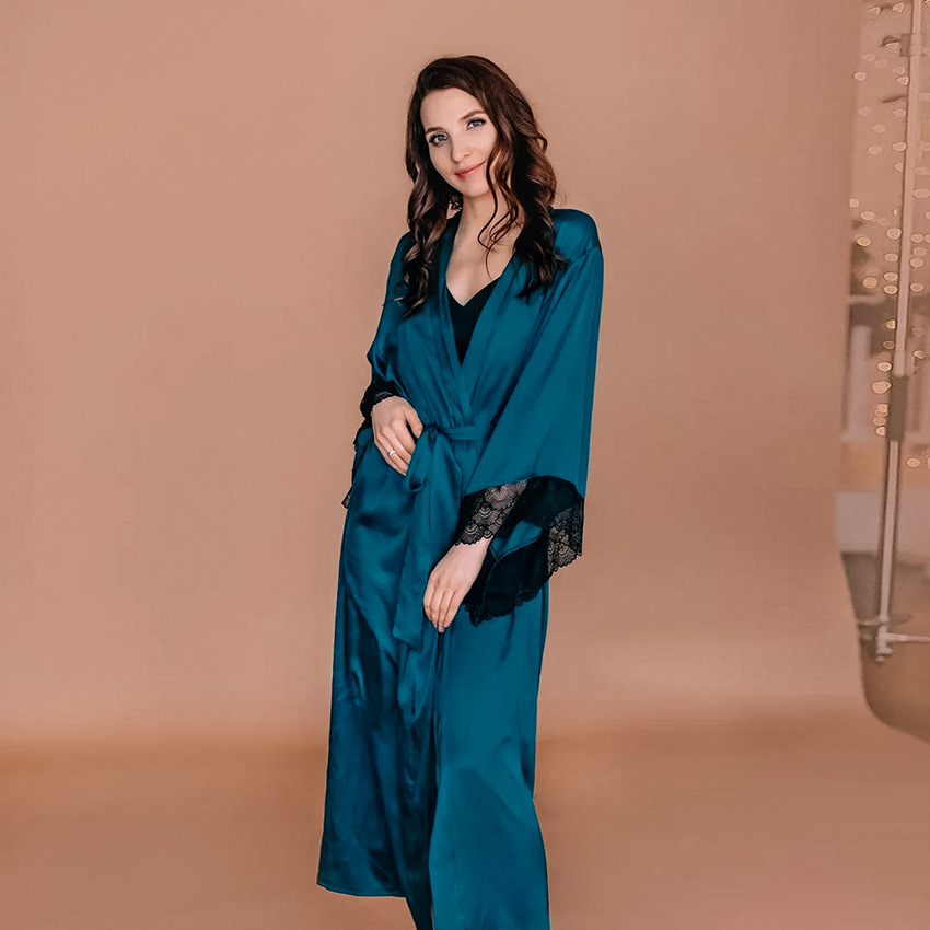 Robe Lace Simulation Silk Noble Temperament Nightgown