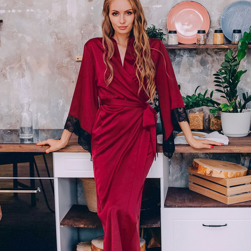 Robe Lace Simulation Silk Noble Temperament Nightgown
