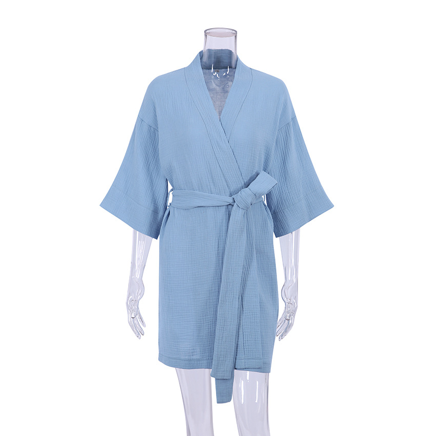 Short-Sleeved Pajamas Crepe Short Nightgown