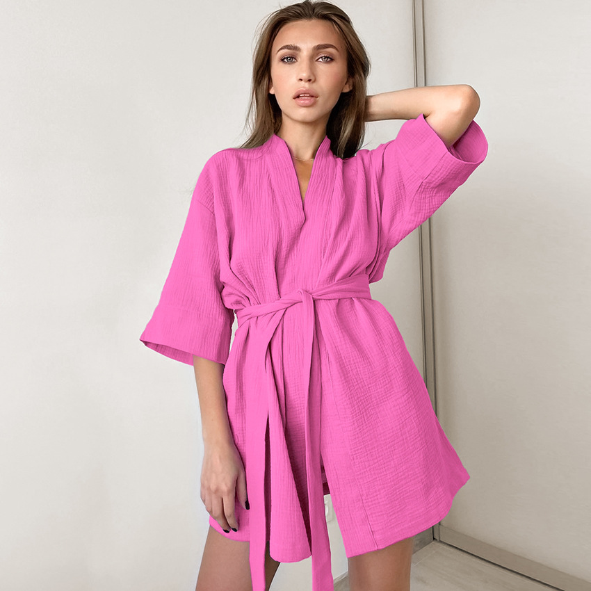 Short-Sleeved Pajamas Crepe Short Nightgown