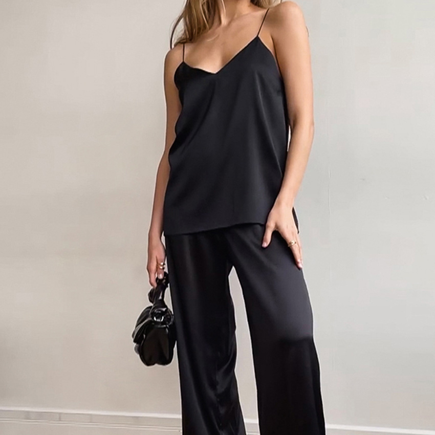 Camisole Ice Silk Comfortable Cool Pajama Pants