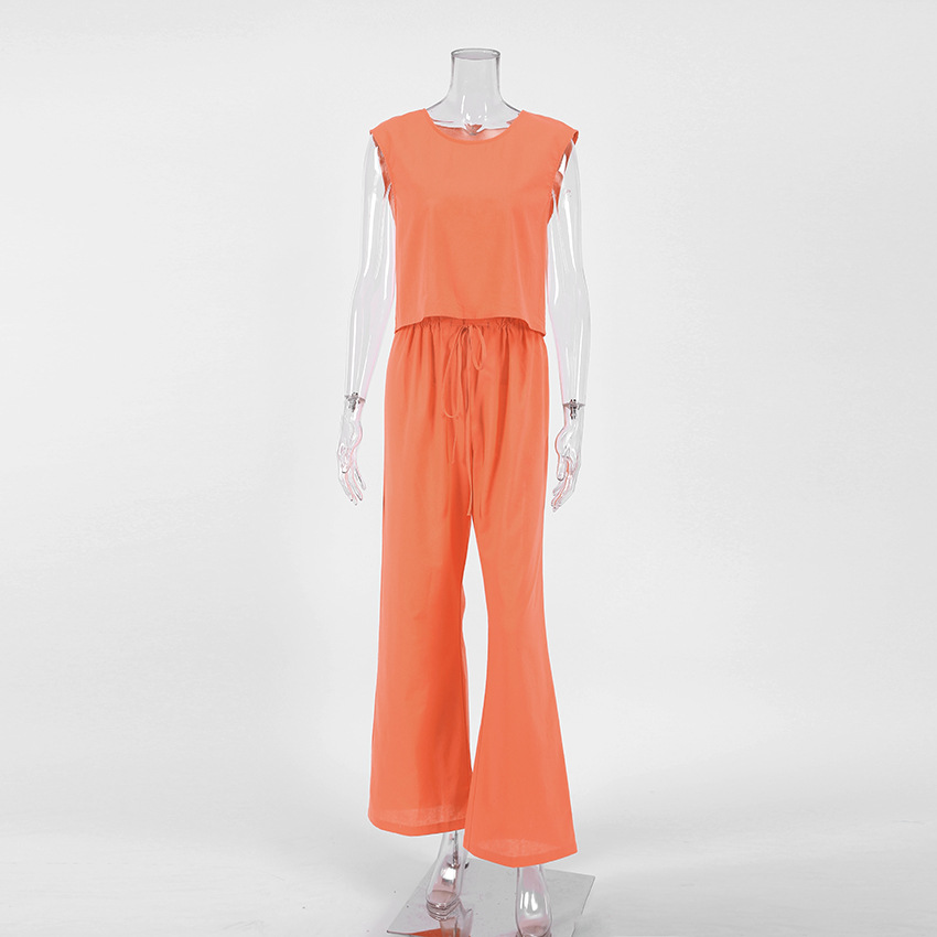 Cotton And Linen Undershirt Pajamas Sleeveless Loose Pants