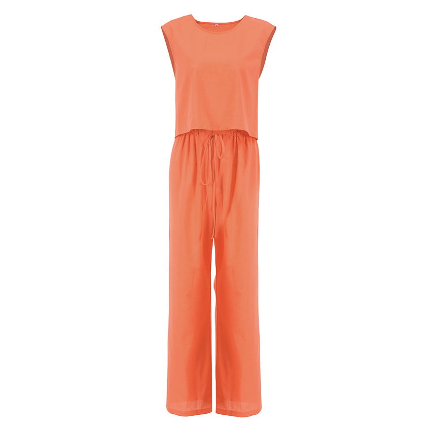Cotton And Linen Undershirt Pajamas Sleeveless Loose Pants