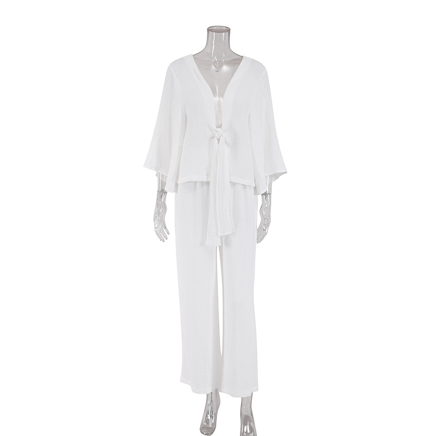 Cotton Linen Pajamas Seven-Part Sleeve Loose Pants
