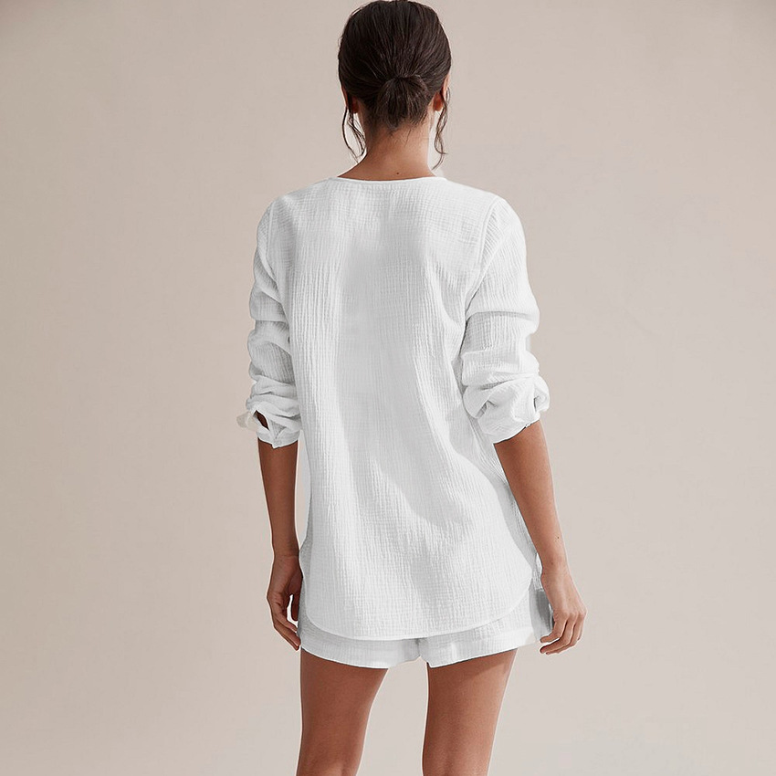 Double Gauze Long-Sleeved Shorts Air-Conditioning