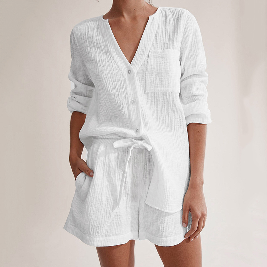 Double Gauze Long-Sleeved Shorts Air-Conditioning