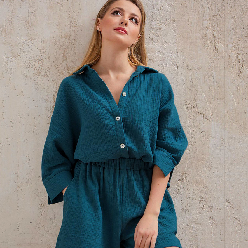 Dress Thin Casual Crepe Cotton Pajamas