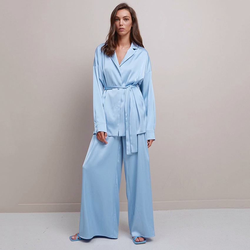 Faux Silk Loose Comfortable Robe Pants