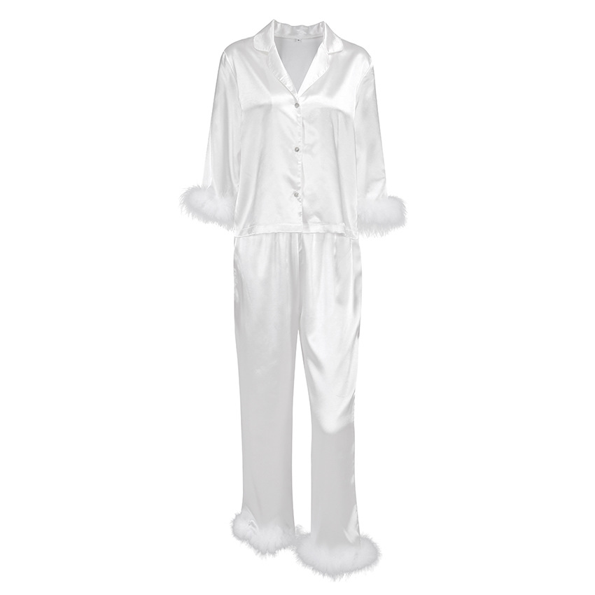 Feather Pajamas Short V-Neck Tops Nine-Quarter Pants