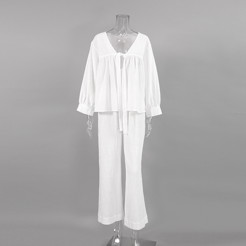 Long-Sleeved Pajamas Double Crepe Pants
