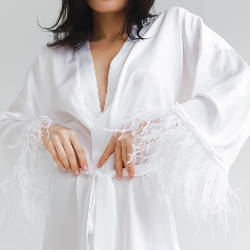 Ostrich Feather Shirt And Pants Loose Two-Piece Suit
