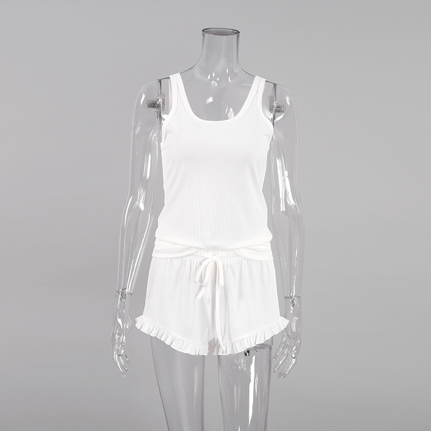 Pajama Undershirt Ribbed Ice Silk Cool Feeling Shorts