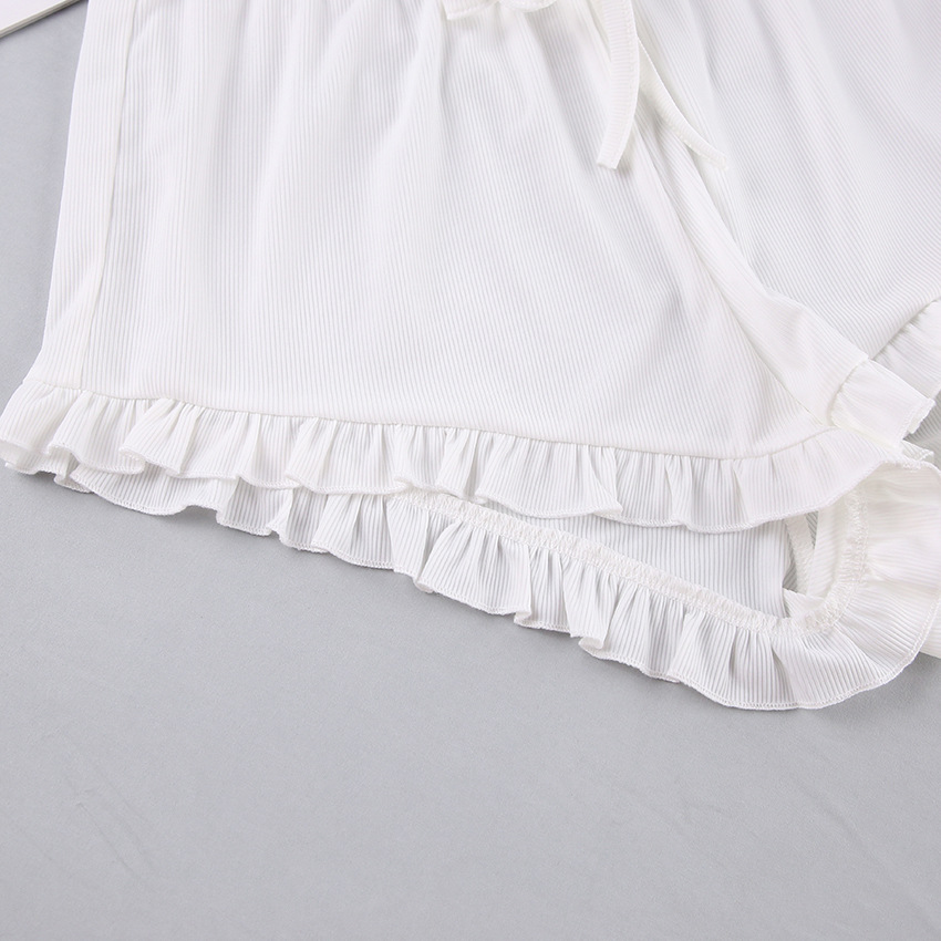 Ribbed Ice Silk Sports Pajamas Undershirt Cool Feeling Shorts