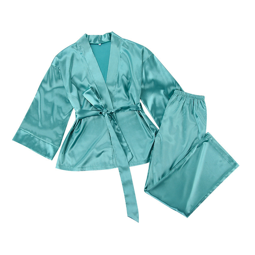 Satin Satin Satin Cardigan Laced Nightgown Pajama Pants