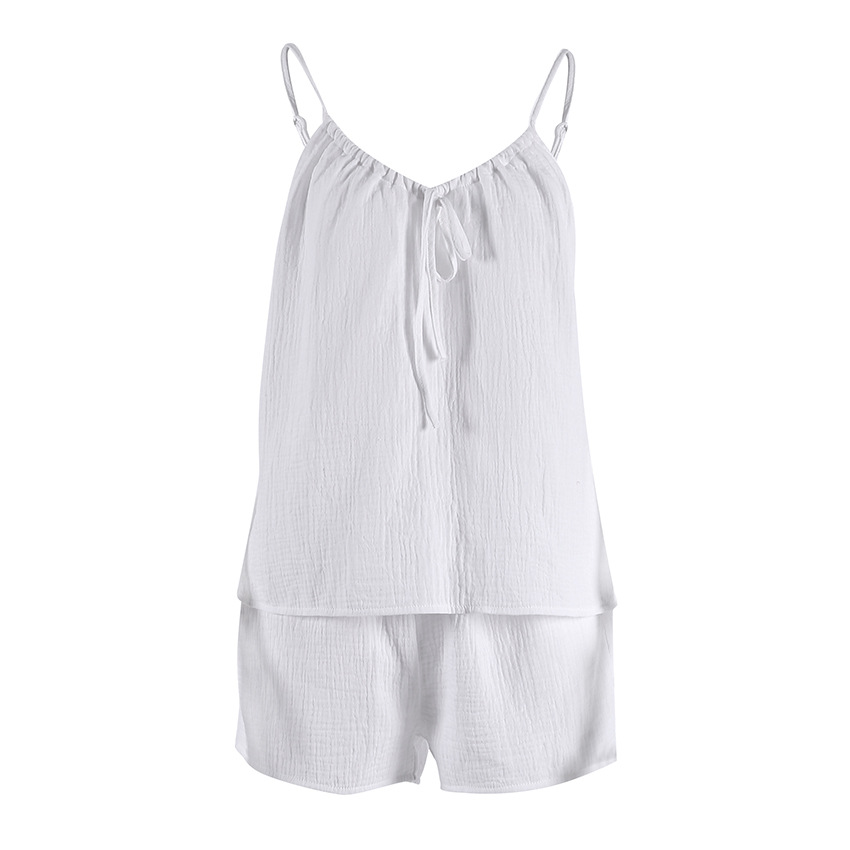 Sexy Hanging Neck Undershirt Pajamas Sleeveless Double Yarn Shorts