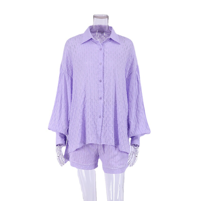 Shirt Pajamas Jacquard Sexy Hollow Shorts