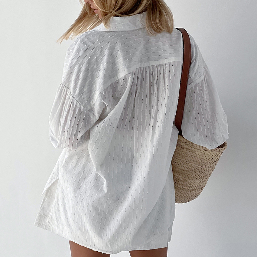 Shirt Pajamas Jacquard Sexy Hollow Shorts
