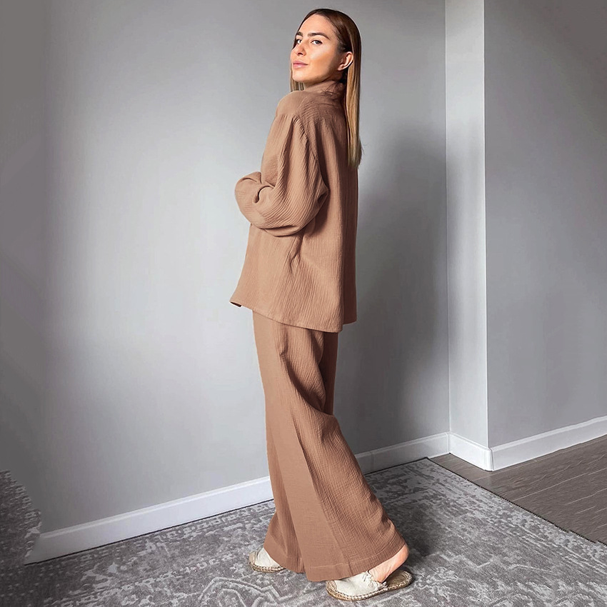 Shirt Pajamas Loose Double Gauze Long Sleeve Long Pants