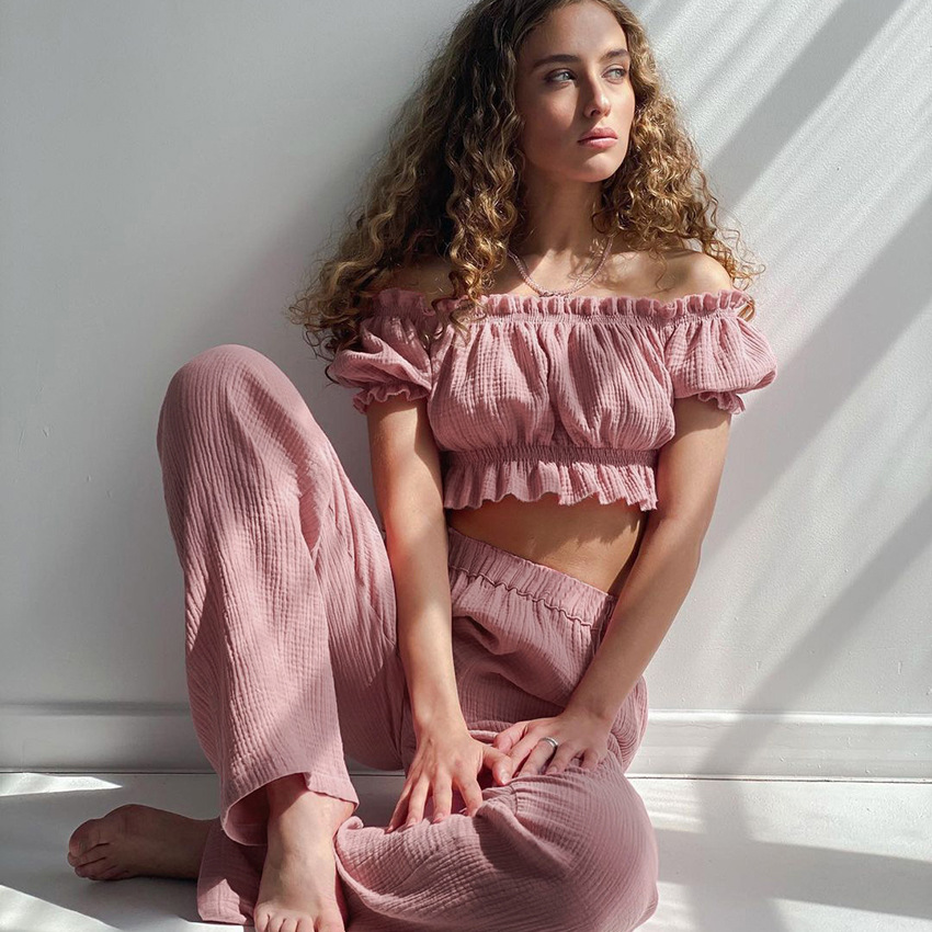 Short-Sleeved Short Sexy Pleated Gauze Pants