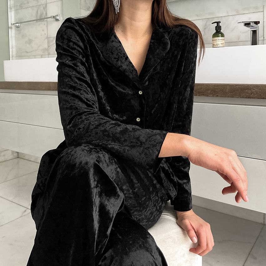 Velvet Warm Long-Sleeved Long Pants Pajamas