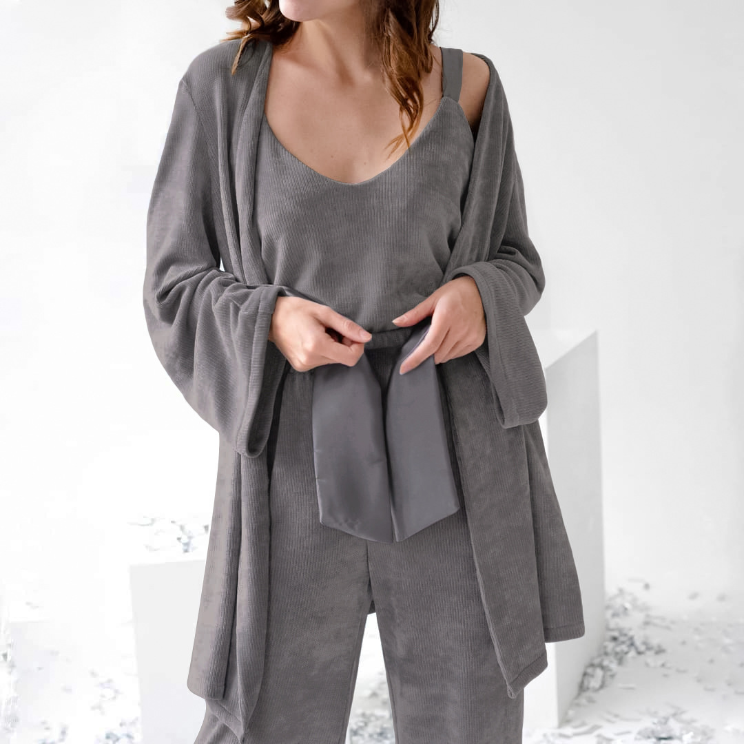Striped Fleece Warm Suspenders Pants Straps Outer Robe