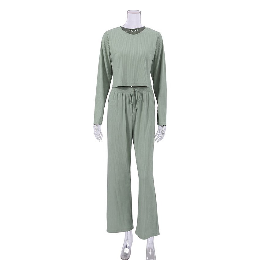 Striped Ribbed Long Sleeve And Long Pants Pajamas