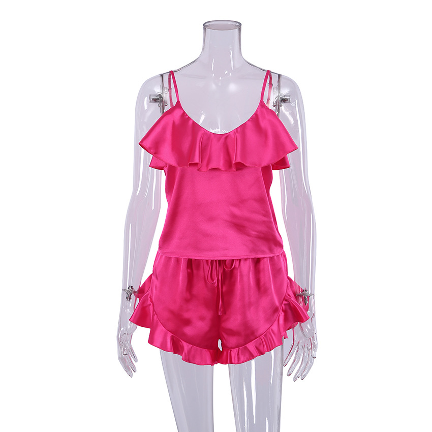 Suspender Shorts Set Ruffle Ice Silk