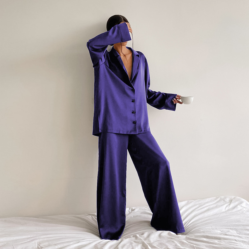 Women'S Home Wear Long-Sleeved Simulation Silk Thin Suit