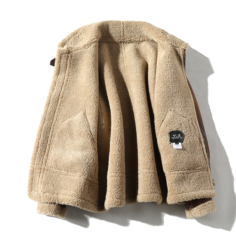 Air Force Fur One Padded Thickened Lapel Biker Leather Jacket
