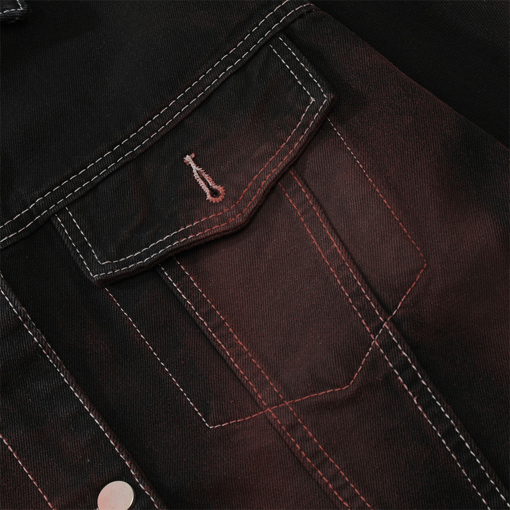 Airbrush Series Bright Line Denim Jacket For Men
