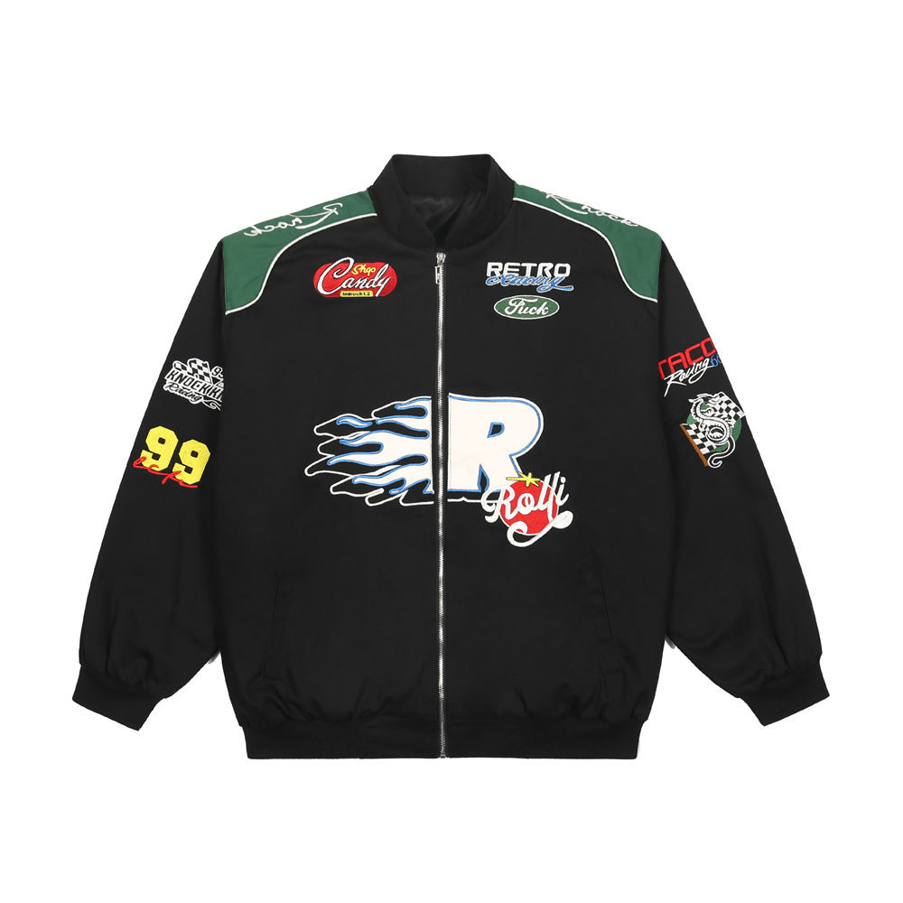 Alphabet Embroidered Biker Jacket