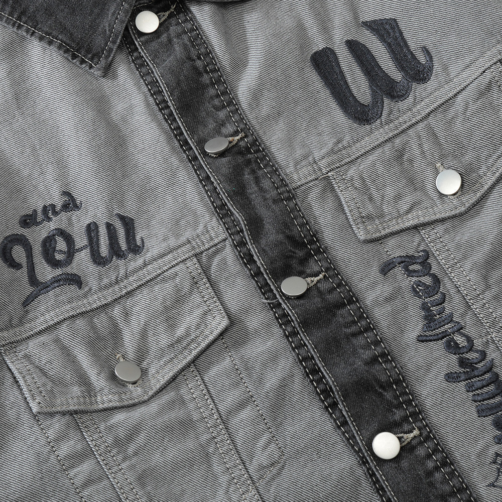 Anime Characters Embroidered Pattern Denim Jacket For Men