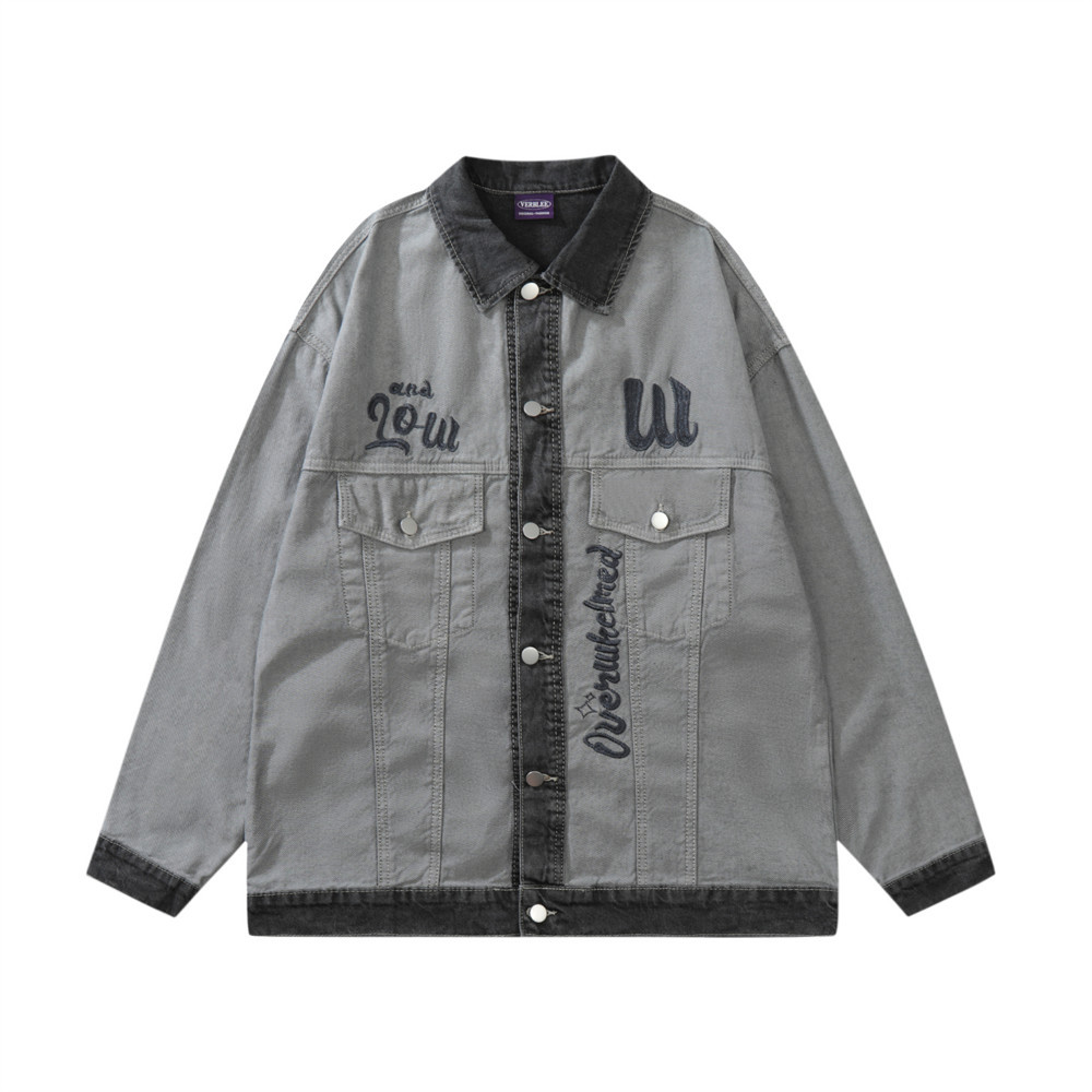 Anime Characters Embroidered Pattern Denim Jacket For Men