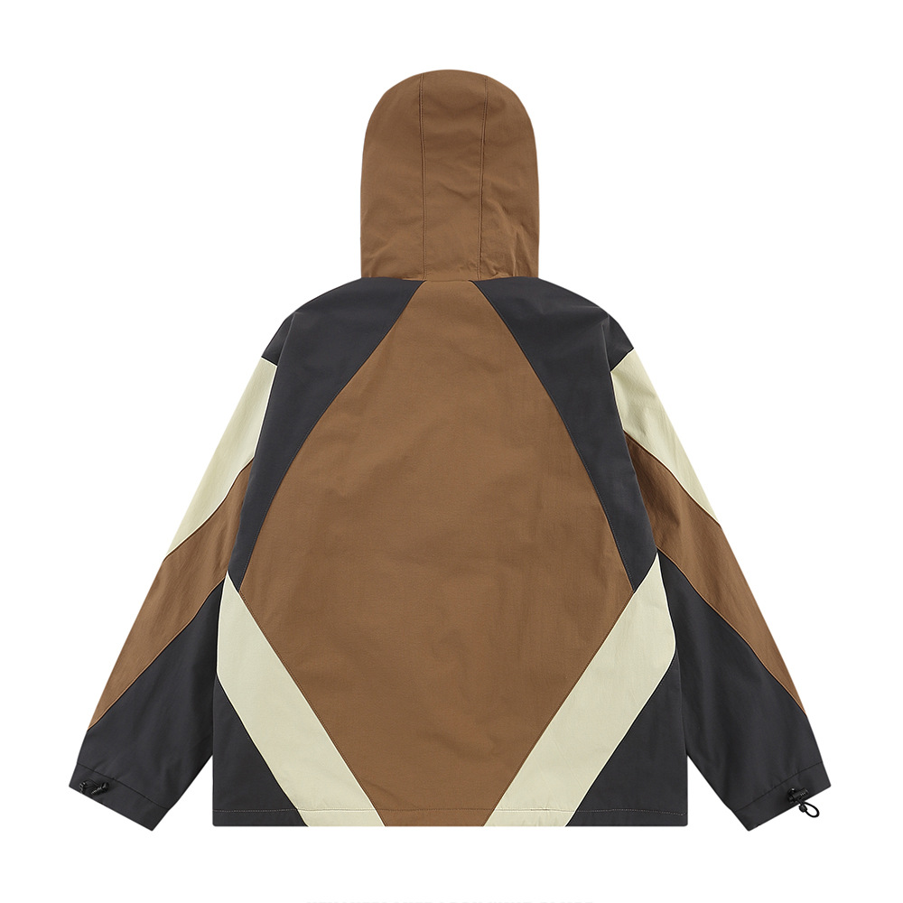 Casual Workwear Jacket Collision Color Stitching Hooded Jacket