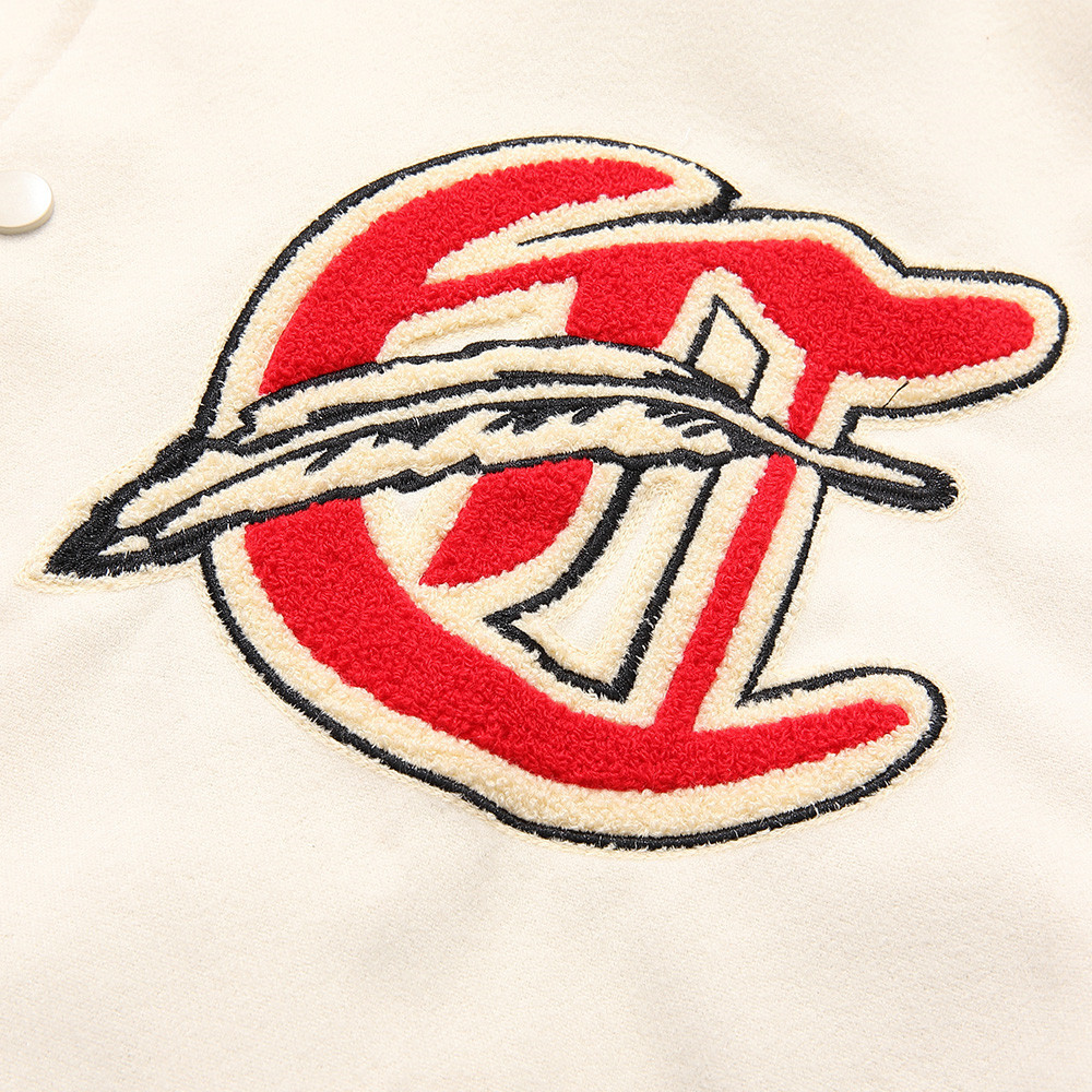 Collision Color Stitching Leather Embroidered Letters Baseball Jacket
