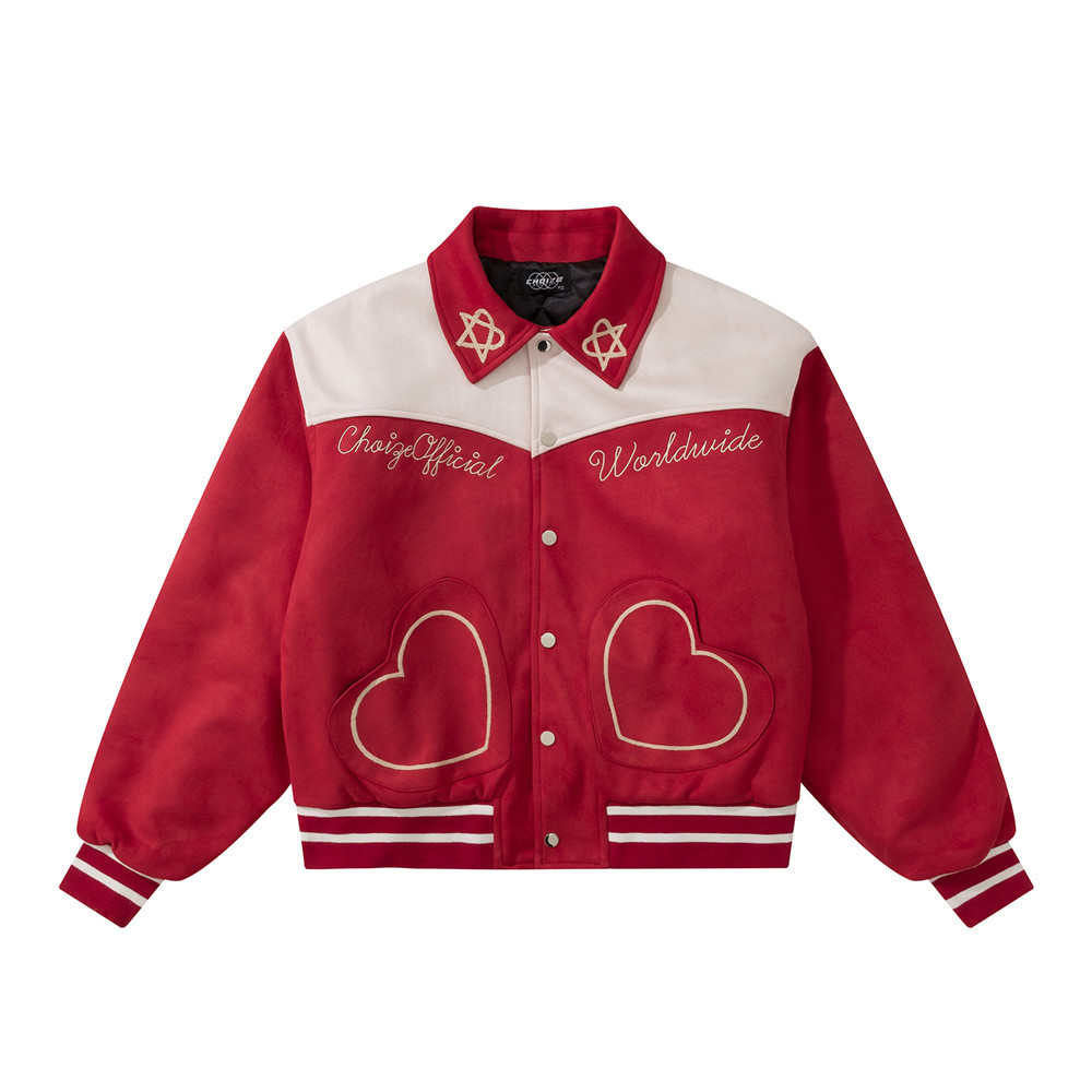 Color Blocking Embroidered Cotton Jacket For Men