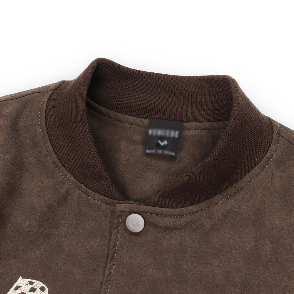 Colorful Embroidered Cotton Pu Leather Jacket Baseball Suit For Men
